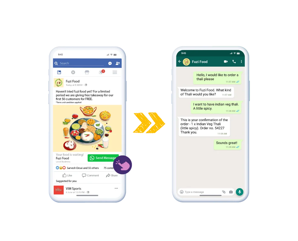 Drive leads from social ads to WhatsApp